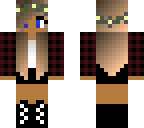 girl with flower head band with a plaid shirt