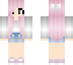 girl with pink hair and white bow
