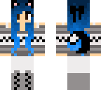 winter cat girl blue hair