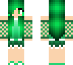 green girl in skirt