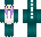 purple haired green dino