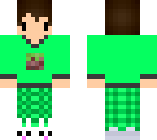 green pj with bunny slippers