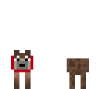 brown wolf with red collar