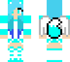 blue hybrid girl with headphones