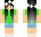 girl with green tank-top and shorts