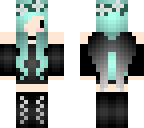 blue hair girl with black or angel wings