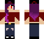 bloody skin with purple hair and jeans