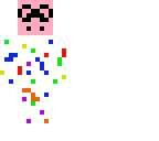 floating head with confetti