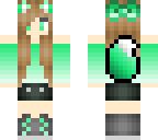 cute green furry cat girl with bow