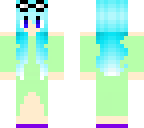girl with green dress and blue hair