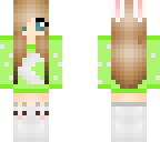 cute bunny girl in pjs green