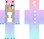 a grey haired girl in a dino outfit
