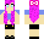 girl with pink hair and a bow