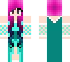 pink hair blue dress