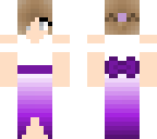 purple dress pulled back hair