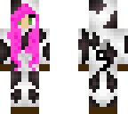 pink haired girl in cow onezie