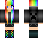 cute creeper girl with rainbow hair