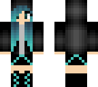 cyan black hoodie girl