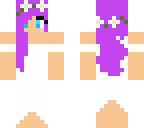 girl in white wedding  dress purple hair