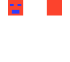 red head with blue face
