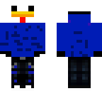 chicken in a blue hoodie