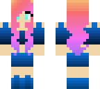 pink haired blue top and skirt girl