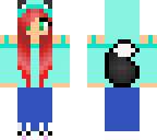cyan wolf girl in her pajamas