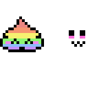 kawaii rainbow poop wih kawaii face on back