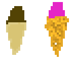 strawberry and chocolate ice creams