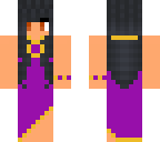 aphmau in a gold rimmed purple dress with jewlery