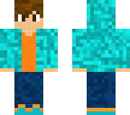 blue jacket orange shirt