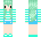 chibi mint green overals girl