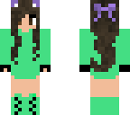 minty brown haired purple girl