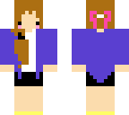 blue cardigan and a side ponytail