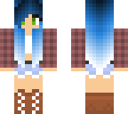blue to white hombre with red-ish flannel