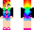 rainbow hair girl with pink and black