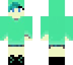 blue hair green hoodie
