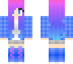 blue plaid semi rainbow hair girl