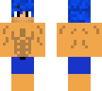 swim suit boy with cyan hair