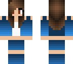 brown haired blue dressed girl