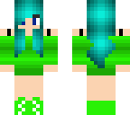 green girl with blue hair