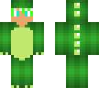 kawaii dinosaur boy with green hair