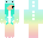 rainbow dino with teal hair