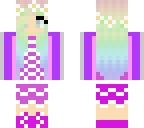 rainbow haired gir with purple clothes