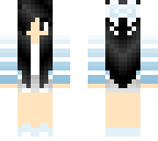 black hair and striped cardigan
