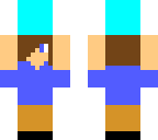 mini guy holding blue block