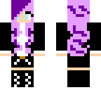 purple hair with black and white outfit