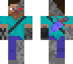 cyborg steve with guns and sword