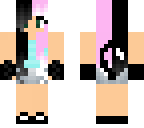 kawaii pink and black haired girl