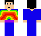 rainbow stained blue shirt